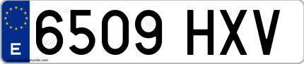 Ejemplo de matrícula de coche ordinaria 6509 HXV