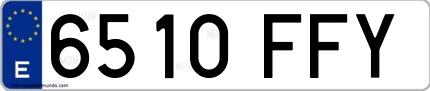 Ejemplo de matrícula española 6510 FFY