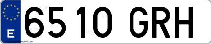 Ejemplo de matrícula española 6510 GRH