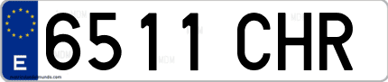 Ejemplo de matrícula de coche ordinaria 6511 CHR