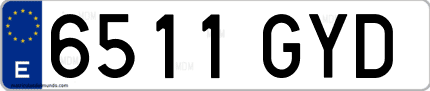 Ejemplo de matrícula de coche ordinaria 6511 GYD