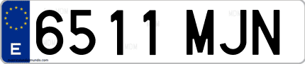 Ejemplo de matrícula de coche ordinaria 6511 MJN