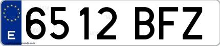 Ejemplo de matrícula española 6512 BFZ