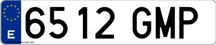 Ejemplo de matrícula española 6512 GMP