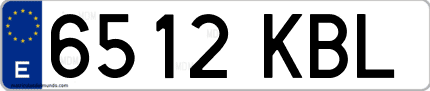Ejemplo de matrícula de coche ordinaria 6512 KBL