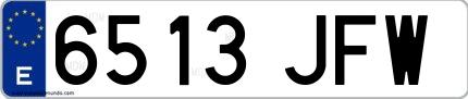 Ejemplo de matrícula española 6513 JFW