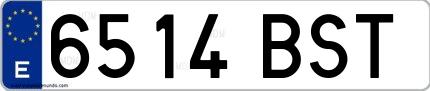 Ejemplo de matrícula española 6514 BST