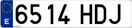 Ejemplo de matrícula española 6514 HDJ