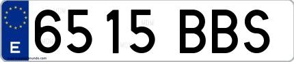 Ejemplo de matrícula española 6515 BBS