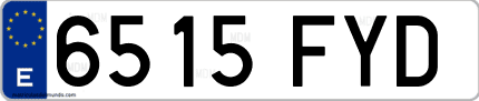 Ejemplo de matrícula de coche ordinaria 6515 FYD
