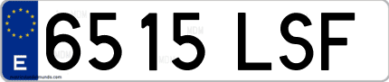 Ejemplo de matrícula de coche ordinaria 6515 LSF