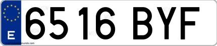 Ejemplo de matrícula española 6516 BYF