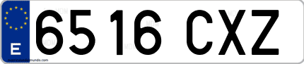 Ejemplo de matrícula de coche ordinaria 6516 CXZ