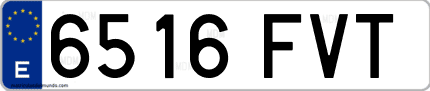 Ejemplo de matrícula de coche ordinaria 6516 FVT