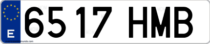 Ejemplo de matrícula de coche ordinaria 6517 HMB