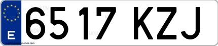 Ejemplo de matrícula española 6517 KZJ