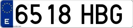 Ejemplo de matrícula española 6518 HBG