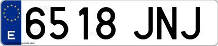 Ejemplo de matrícula española 6518 JNJ