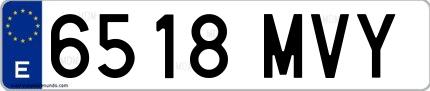 Ejemplo de matrícula española 6518 MVY