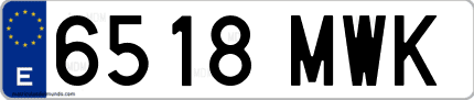 Ejemplo de matrícula de coche ordinaria 6518 MWK
