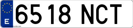 Ejemplo de matrícula de coche ordinaria 6518 NCT