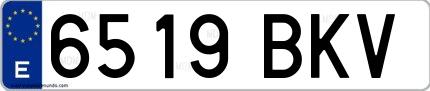 Ejemplo de matrícula española 6519 BKV