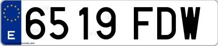 Ejemplo de matrícula española 6519 FDW