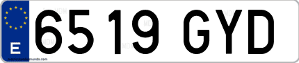 Ejemplo de matrícula de coche ordinaria 6519 GYD