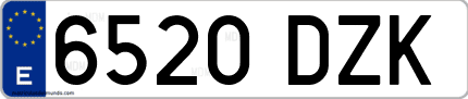 Ejemplo de matrícula de coche ordinaria 6520 DZK