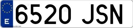Ejemplo de matrícula española 6520 JSN