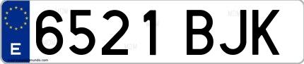 Ejemplo de matrícula española 6521 BJK