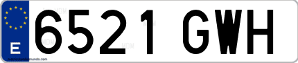 Ejemplo de matrícula de coche ordinaria 6521 GWH