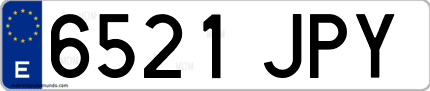 Ejemplo de matrícula de coche ordinaria 6521 JPY