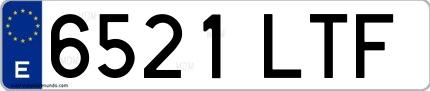 Ejemplo de matrícula española 6521 LTF