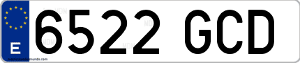 Ejemplo de matrícula de coche ordinaria 6522 GCD