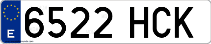 Ejemplo de matrícula de coche ordinaria 6522 HCK