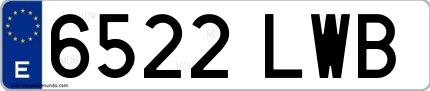 Ejemplo de matrícula española 6522 LWB