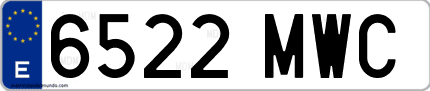Ejemplo de matrícula de coche ordinaria 6522 MWC