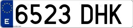 Ejemplo de matrícula española 6523 DHK