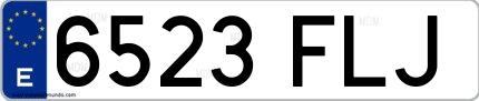 Ejemplo de matrícula española 6523 FLJ