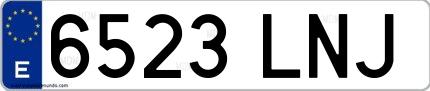 Ejemplo de matrícula española 6523 LNJ