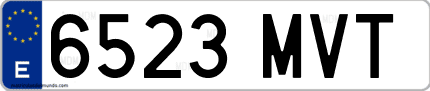 Ejemplo de matrícula de coche ordinaria 6523 MVT