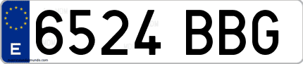 Ejemplo de matrícula de coche ordinaria 6524 BBG