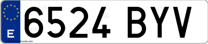Ejemplo de matrícula de coche ordinaria 6524 BYV