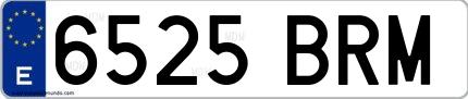 Ejemplo de matrícula española 6525 BRM