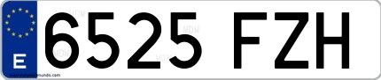 Ejemplo de matrícula española 6525 FZH