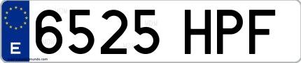 Ejemplo de matrícula española 6525 HPF