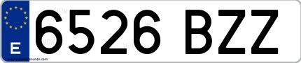 Ejemplo de matrícula española 6526 BZZ