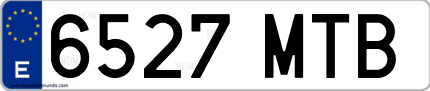 Ejemplo de matrícula de coche ordinaria 6527 MTB