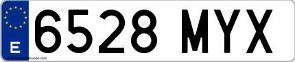 Ejemplo de matrícula española 6528 MYX